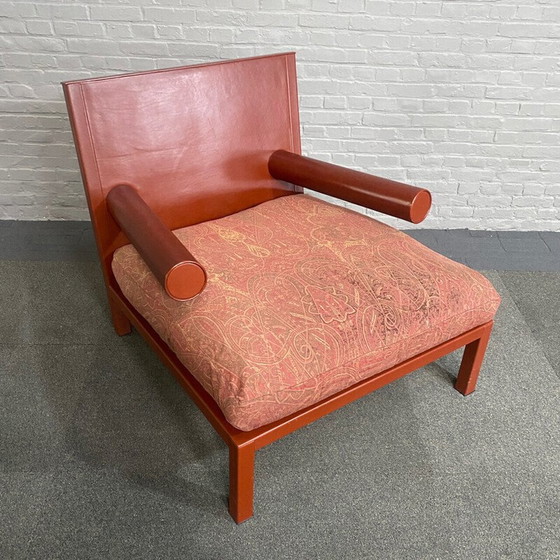 Image 1 of Vintage fauteuil in leer en stof van Antonio Citterio voor B et B Italia, Italië 1980