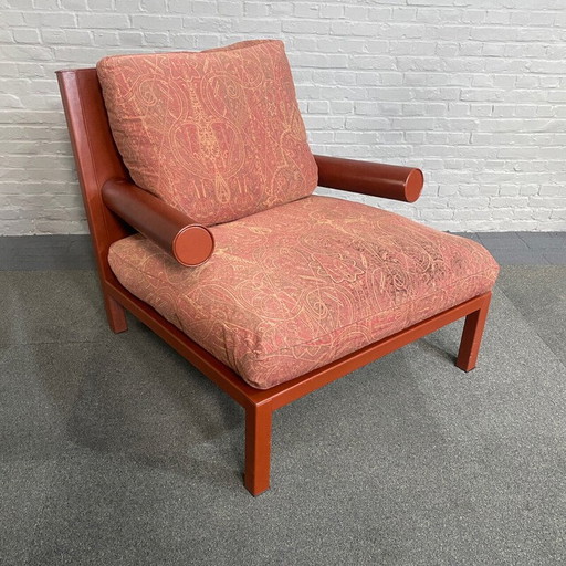Vintage fauteuil in leer en stof van Antonio Citterio voor B et B Italia, Italië 1980