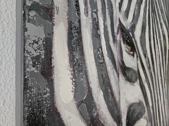 Image 1 of Zebra Paarden Groot Modern Schilderij