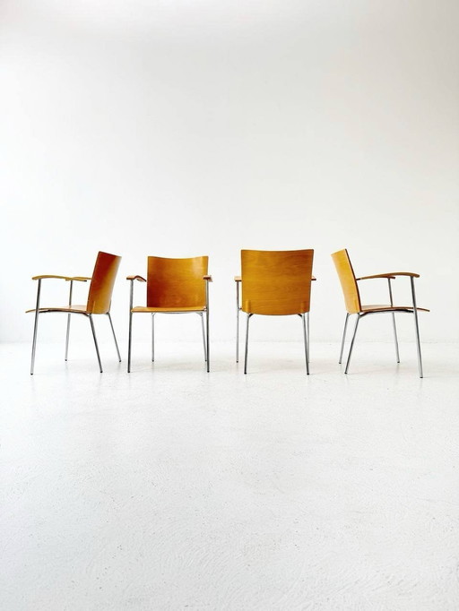 Set van 4 vintage Virtus stoelen van Lammhults