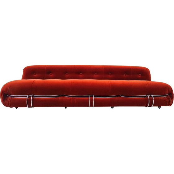 Image 1 of Mid Century oranje Soriana driezitsbank van Tobia en Afra Scarpa voor Cassina, 1970