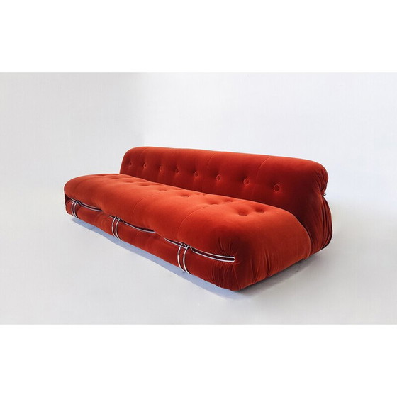 Image 1 of Mid Century oranje Soriana driezitsbank van Tobia en Afra Scarpa voor Cassina, 1970