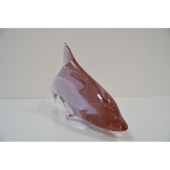 Image 1 of Mid-century Art Glass dolfijn sculptuur van Miloslav Janků voor Zelezný Brod, Tsjecho-Slowakije 1960