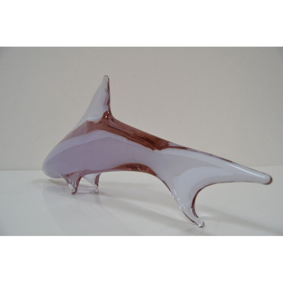 Image 1 of Mid-century Art Glass dolfijn sculptuur van Miloslav Janků voor Zelezný Brod, Tsjecho-Slowakije 1960