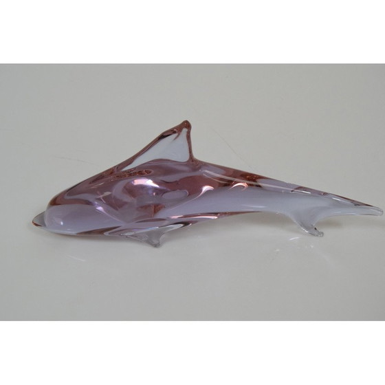 Image 1 of Mid-century Art Glass dolfijn sculptuur van Miloslav Janků voor Zelezný Brod, Tsjecho-Slowakije 1960