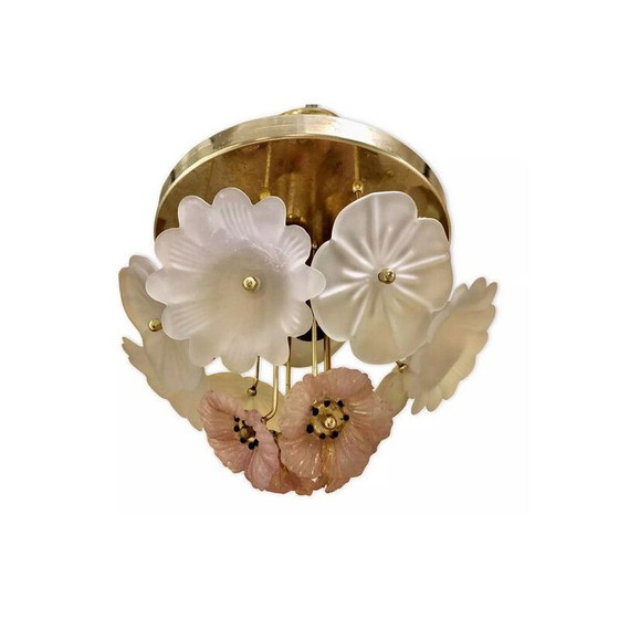 Image 1 of Vintage hanglamp met ibiscusbloem van Barovier, jaren 1980