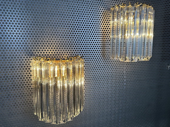 Image 1 of 2x Vintage Italiaanse kristallen wandlamp
