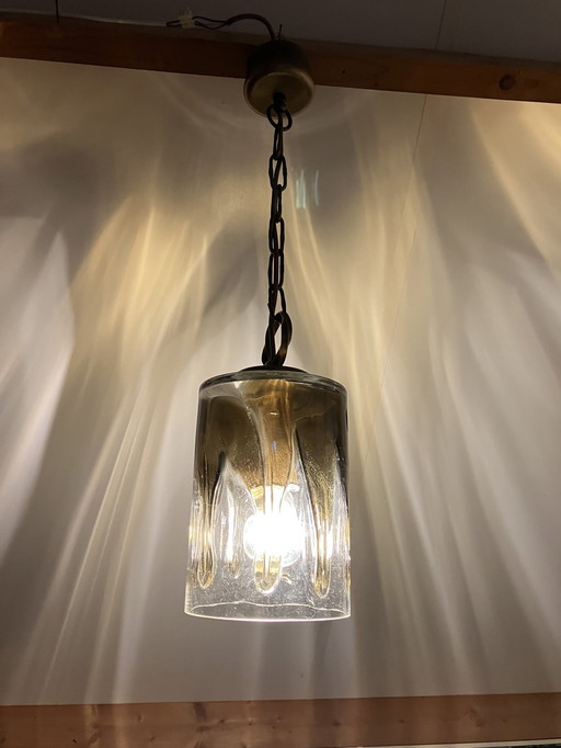 Vintage Hanglamp Fischer Leuchten Met Murano Glas.