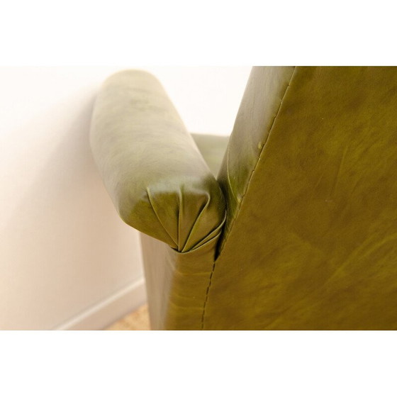Image 1 of Paar vintage draaifauteuils in aluminium en groen imitatieleer voor Up Zavody, Tsjecho-Slowakije 1970