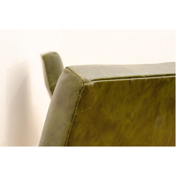 Image 1 of Paar vintage draaifauteuils in aluminium en groen imitatieleer voor Up Zavody, Tsjecho-Slowakije 1970