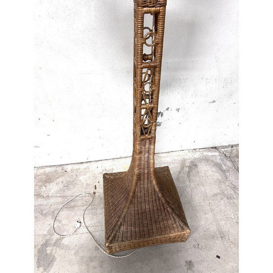 Image 1 of Vintage rotan en bamboe vloerlamp, Italië 1960
