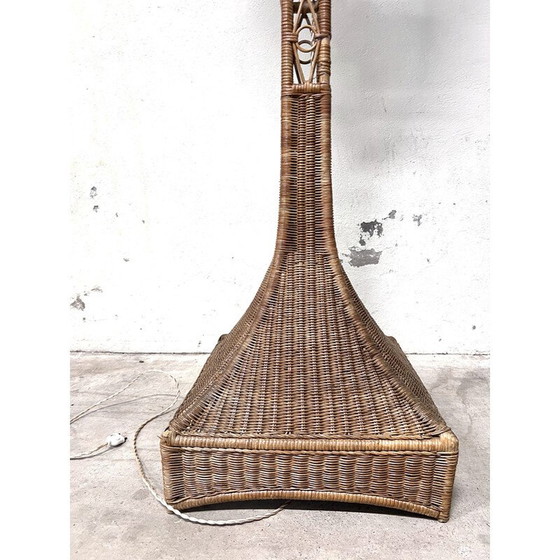 Image 1 of Vintage rotan en bamboe vloerlamp, Italië 1960