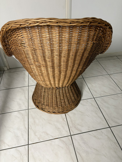 Vintage Rotan Kuipstoel Fauteuil