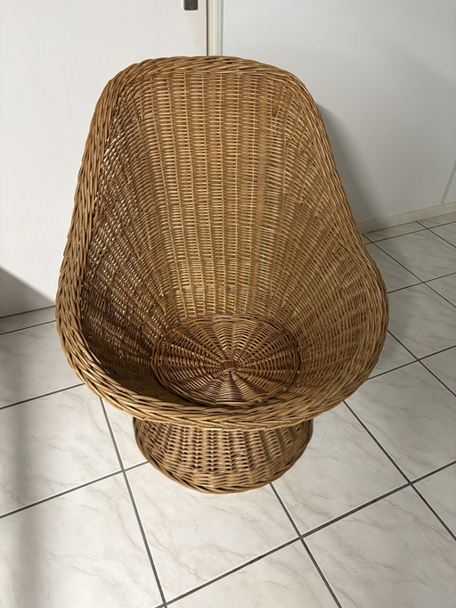 Vintage Rotan Kuipstoel Fauteuil