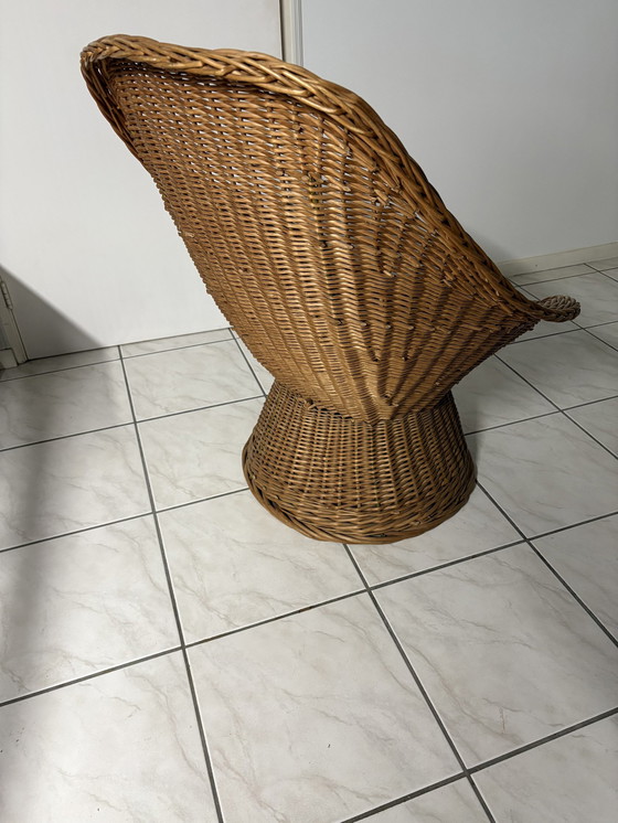 Image 1 of Vintage Rotan Kuipstoel Fauteuil