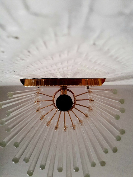 Image 1 of 2X messing wandlampen en cascade hangers, Italië 1970