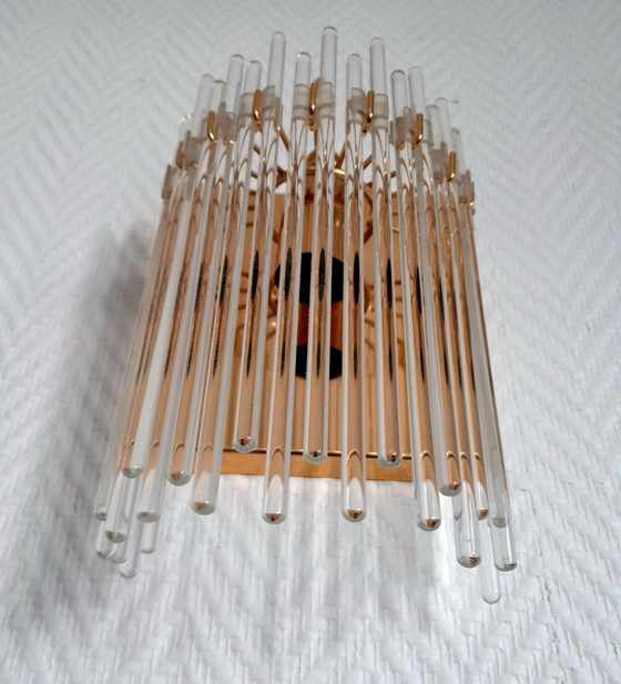 Image 1 of 2X messing wandlampen en cascade hangers, Italië 1970