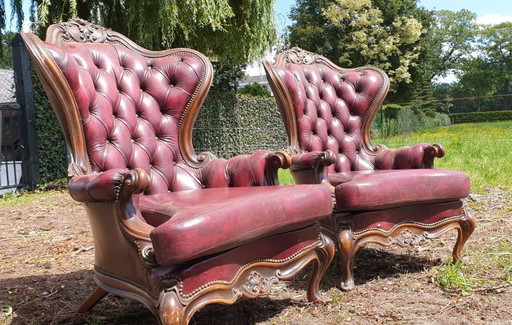 2x Vintage Fauteuils Leder