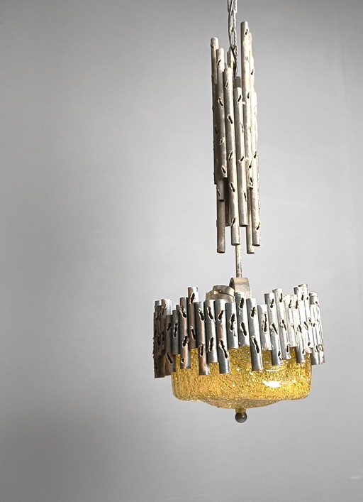 Brutalistische hanglamp van Marcello Fantoni, 1960S