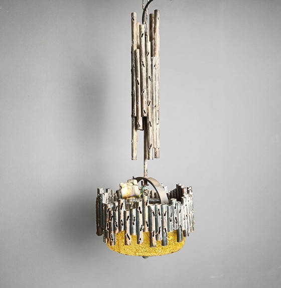 Image 1 of Brutalistische hanglamp van Marcello Fantoni, 1960S