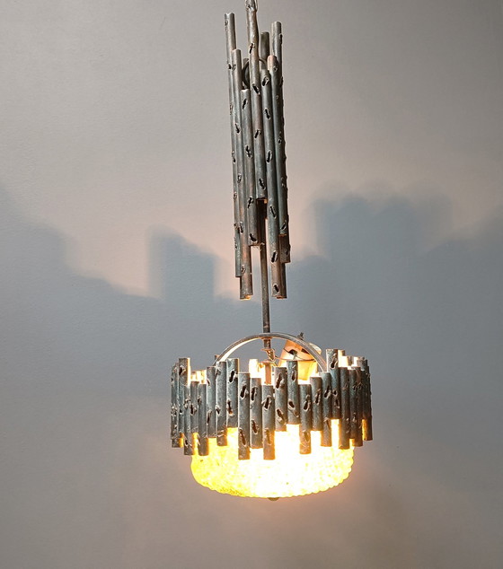 Image 1 of Brutalistische hanglamp van Marcello Fantoni, 1960S