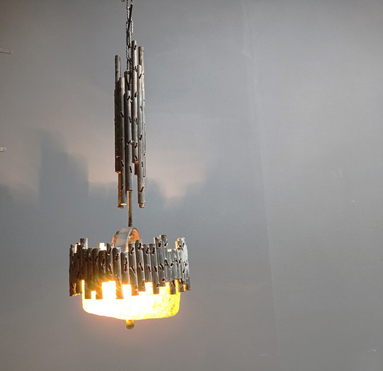 Image 1 of Brutalistische hanglamp van Marcello Fantoni, 1960S