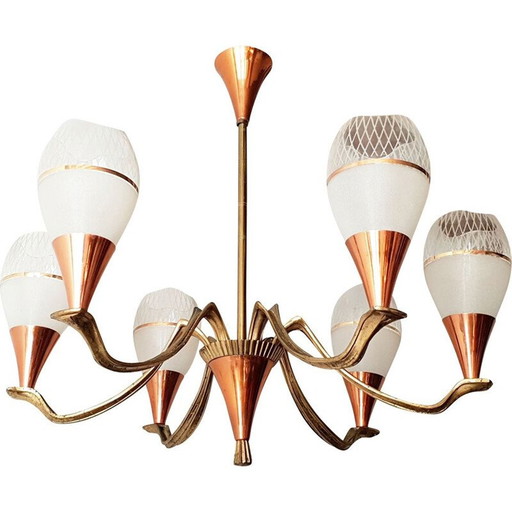 Vintage messing kroonluchter, 1950