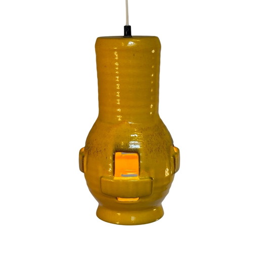 Fat Lava - Keramische hangende pedant - Midcentury - Duitsland - Boho - Geel