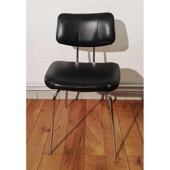 Image 1 of Vintage zwarte leren stoel