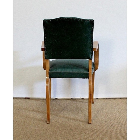 Image 1 of Paar vintage Bridge fauteuils van beukenhout en skai, jaren 1950