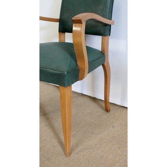 Image 1 of Paar vintage Bridge fauteuils van beukenhout en skai, jaren 1950