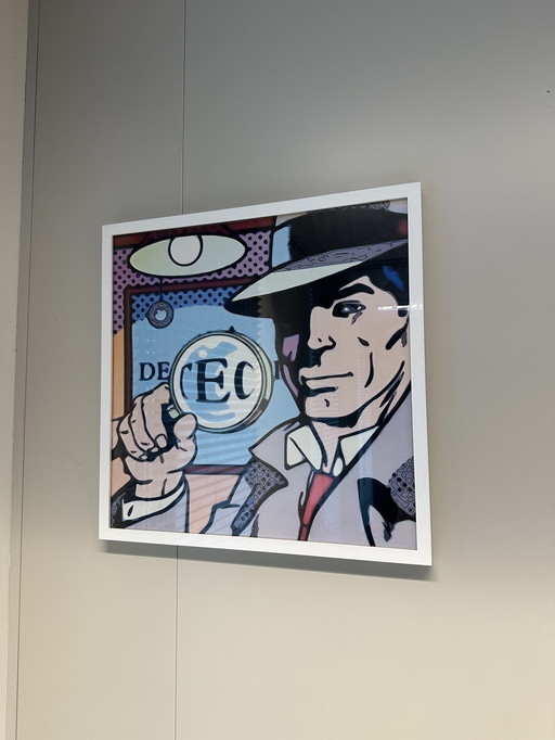 Retro detective pop-art: Opvallend en klaar om op te hangen!