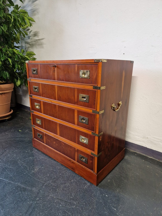 Image 1 of Vintage secretaire met ladekast Campagnestijl Engels Militair