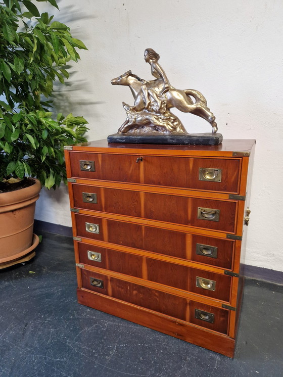 Image 1 of Vintage secretaire met ladekast Campagnestijl Engels Militair