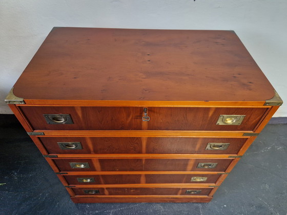 Image 1 of Vintage secretaire met ladekast Campagnestijl Engels Militair