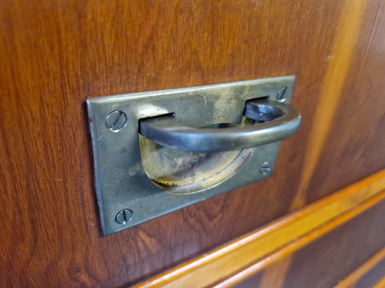 Image 1 of Vintage secretaire met ladekast Campagnestijl Engels Militair