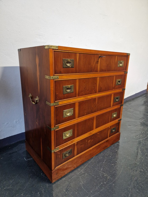 Image 1 of Vintage secretaire met ladekast Campagnestijl Engels Militair