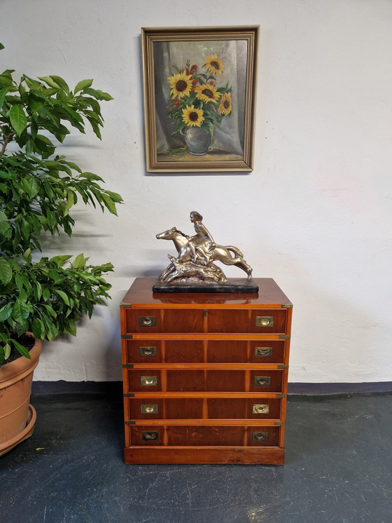 Image 1 of Vintage secretaire met ladekast Campagnestijl Engels Militair