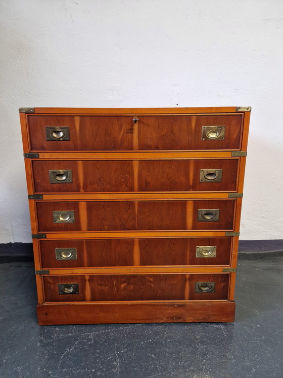 Image 1 of Vintage secretaire met ladekast Campagnestijl Engels Militair