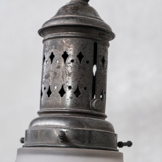 Image 1 of Vintage Franse conische glazen en messing hanglamp, jaren 1920