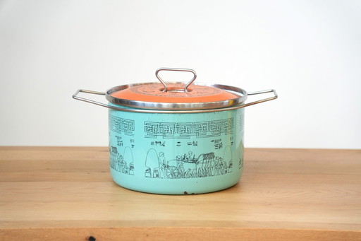 Gebruikte Siltal Carla Agnelli Blauwe Pot - Vintage Italiaans Ontwerp