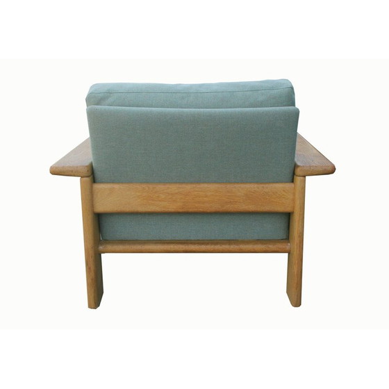 Image 1 of Vintage fauteuil met voetsteun in eikenhout, jaren 1970