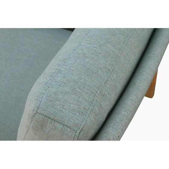 Image 1 of Vintage fauteuil met voetsteun in eikenhout, jaren 1970