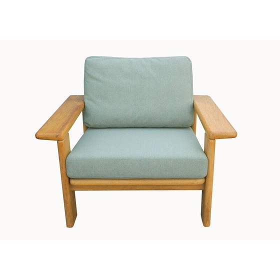Image 1 of Vintage fauteuil met voetsteun in eikenhout, jaren 1970