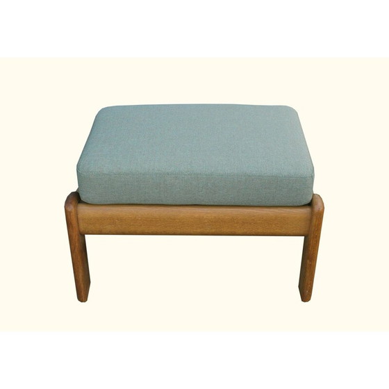 Image 1 of Vintage fauteuil met voetsteun in eikenhout, jaren 1970