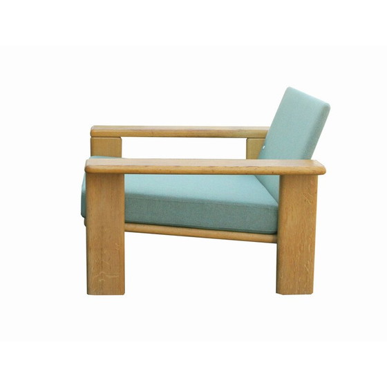 Image 1 of Vintage fauteuil met voetsteun in eikenhout, jaren 1970