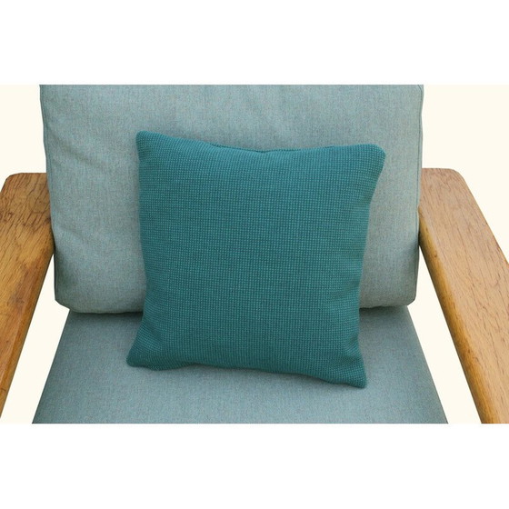 Image 1 of Vintage fauteuil met voetsteun in eikenhout, jaren 1970