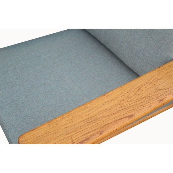 Image 1 of Vintage fauteuil met voetsteun in eikenhout, jaren 1970