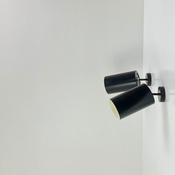 Image 1 of Zwart metalen wand- of plafondlamp, Vintage 1950, Parscot. Réné-Jean Caillette.
