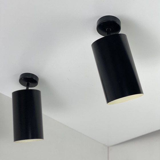 Image 1 of Zwart metalen wand- of plafondlamp, Vintage 1950, Parscot. Réné-Jean Caillette.